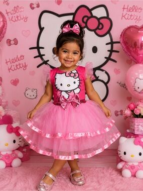 Hello Kitty Bright Pink Tulle Dress with Bow